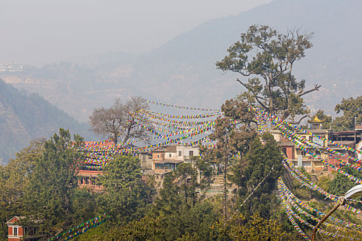 风景,高处,加德满都,尼泊尔,四眼天神庙