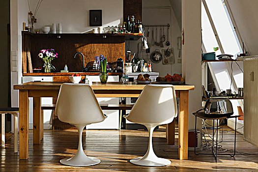 椅子,桌子,现代,厨房,在家