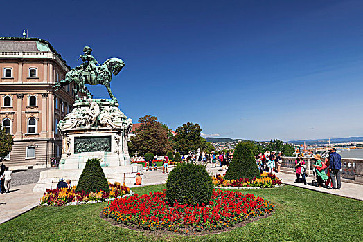 骑马雕像,王子,尤金,皱叶甘兰,城堡,城堡区,布达佩斯,匈牙利