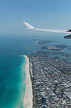 机翼,俯视,迈阿密海滩,佛罗里达,美国