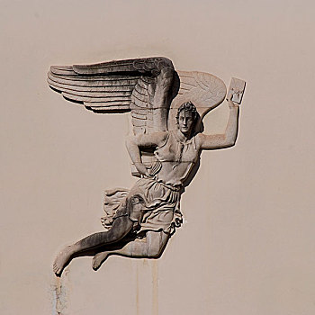 雕刻,天使,飞行,建筑外观,威尼斯,意大利