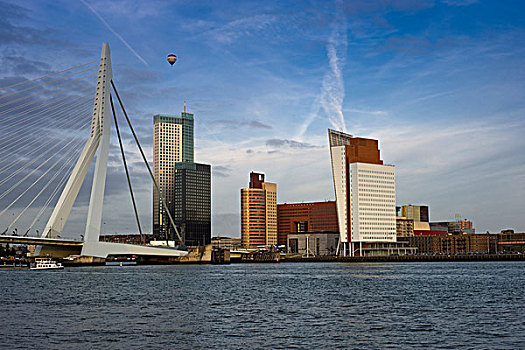 桥,河,鹿特丹,荷兰南部,荷兰,欧洲