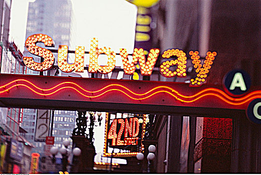 地铁,入口,时代广场,纽约,美国