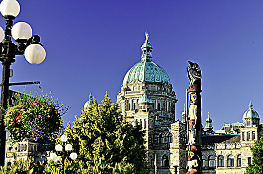 国会大厦,图腾柱,维多利亚,温哥华岛,不列颠哥伦比亚省,加拿大