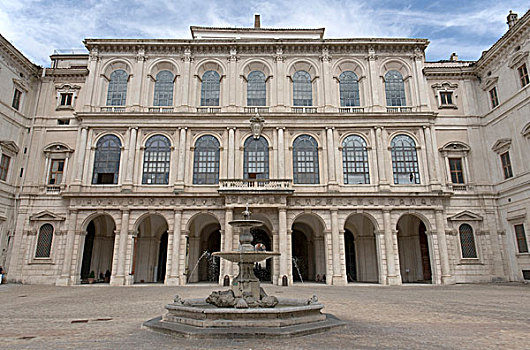 喷泉,正面,邸宅,入口,凉廊,巴洛克雕刻家贝尼尼,建筑,商业街廊,罗马,意大利,欧洲