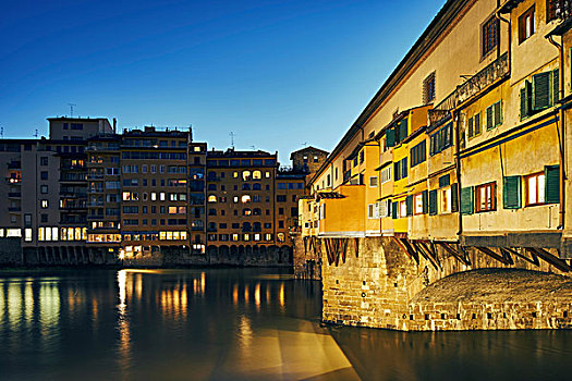 风景,阿尔诺河,夜晚,佛罗伦萨,意大利