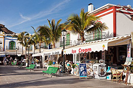 餐馆,水岸,港口,波多黎各,大卡纳利岛,加纳利群岛,西班牙,欧洲