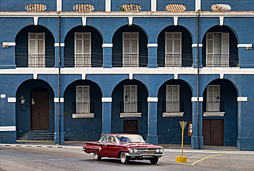 红色,老,美洲,20世纪50年代,古巴,汽车,马坦萨斯