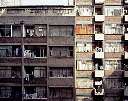 户外,公寓,建筑,洗,悬挂,露台,约翰内斯堡,南非