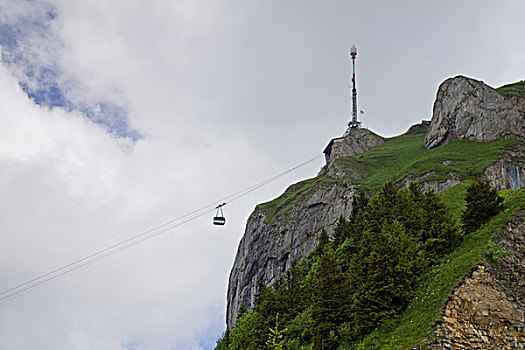 山,吊舱,缆车,阿彭策尔,瑞士,欧洲