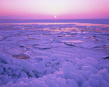 日出,海冰