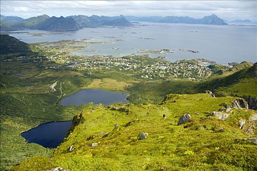 俯视,围绕,罗弗敦群岛,挪威