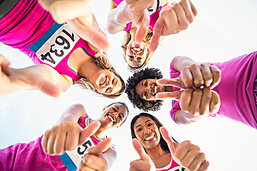 五个,微笑,跑步,支持,乳腺癌,马拉松,头像