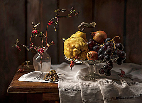 秋天,安放,水果,葡萄,石榴籽