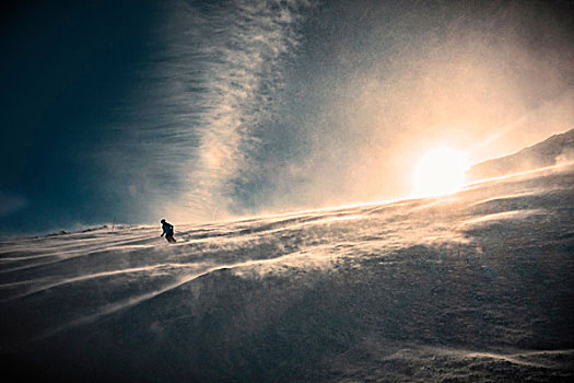滑雪,下坡,阳光,阿尔卑斯山,瑞士
