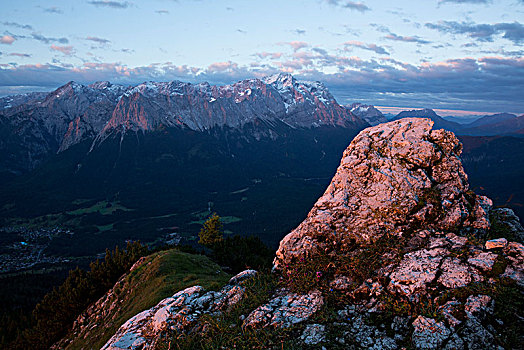 日出,阿尔卑斯山,上巴伐利亚,巴伐利亚,德国