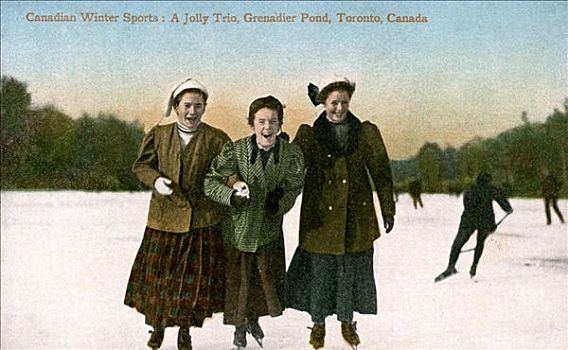 加拿大,冬季运动,高兴,三个,水塘,多伦多,20世纪,艺术家,情人节,儿子