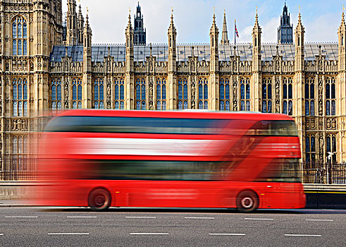 伦敦,巴士,过去,议会大厦,威斯敏斯特,英格兰,英国,欧洲