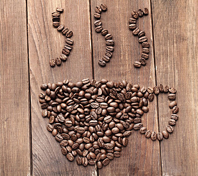 拼成咖啡的咖啡豆