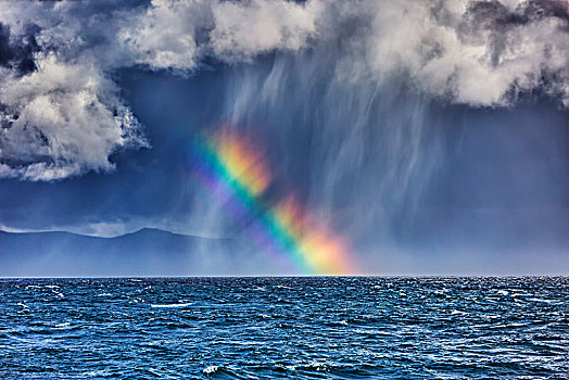 彩虹,上方,海洋,岛屿
