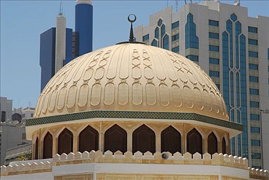 清真寺,摩天大楼,市区,阿布扎比,阿联酋,亚洲