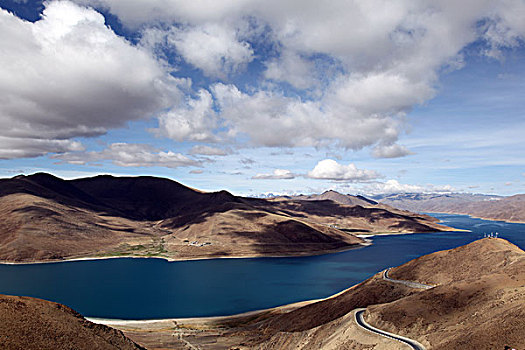 西藏,高原,蓝天,白云,湖水,0101