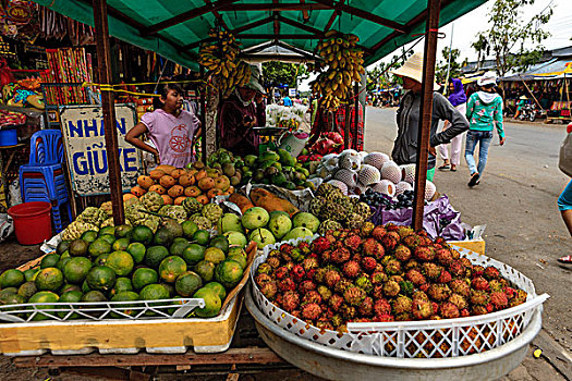 街道,货摊,水果,出售,越南,印度支那,东南亚,东方,亚洲