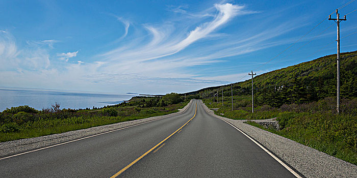 风景,沿岸,道路,布雷顿角岛,新斯科舍省,加拿大