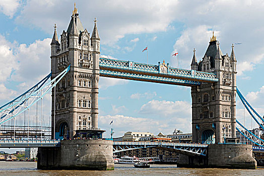 伦敦,2009年,塔桥,旅游巴士,泰晤士河,河