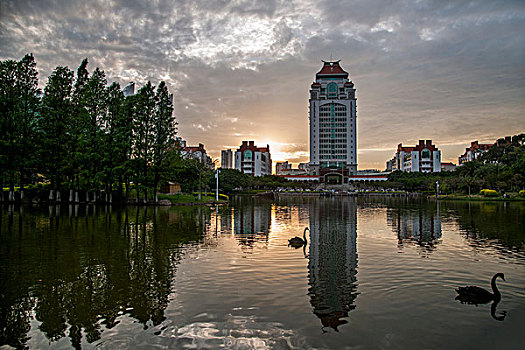 福建厦门市厦门大学,思明校区,校园湖畔