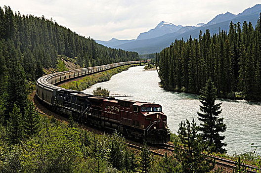 加拿大,铁路,班芙国家公园,艾伯塔省