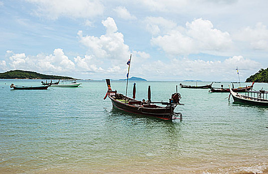 海景,彩色,渔船,普吉岛,泰国