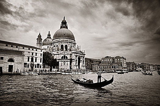 小船,威尼斯,教堂,圣马利亚,行礼,运河,意大利