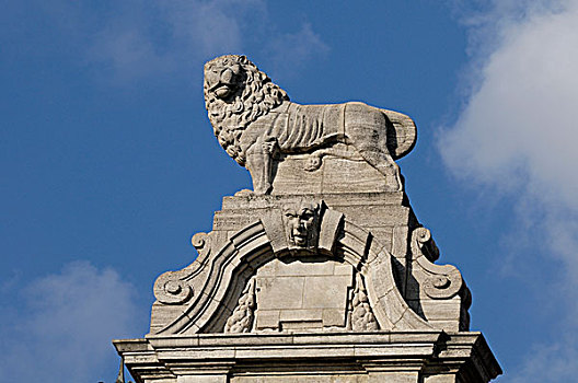 莱比锡,狮子,雕塑,新市厅,萨克森,德国,欧洲