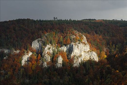 石头,多瑙河,山谷,巴登符腾堡,德国,欧洲