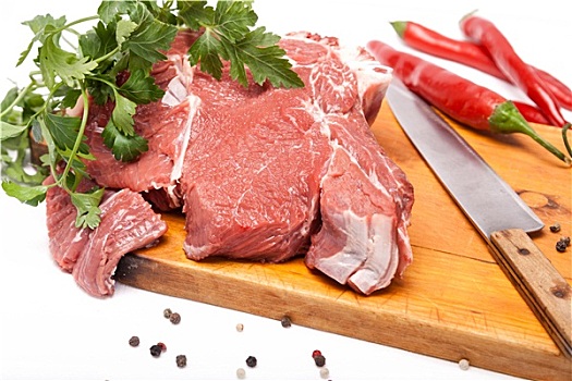 鲜肉,牛肉,骨头,木质,调味品,刀
