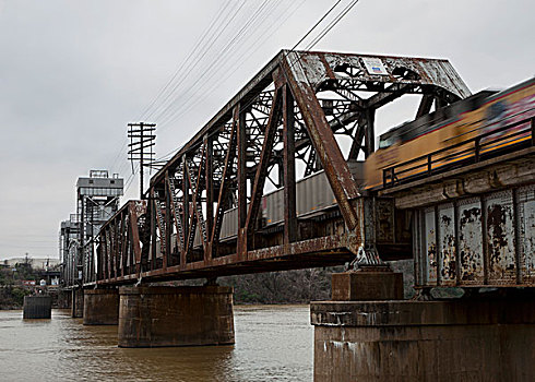 列车,上方,桥,阿肯色州,美国