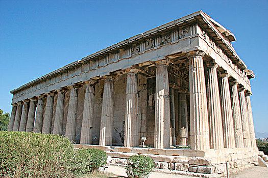 希腊艺术,多利安式,庙宇,站立,西部,阿哥拉,山,建筑师,雅典,阿提卡,希腊