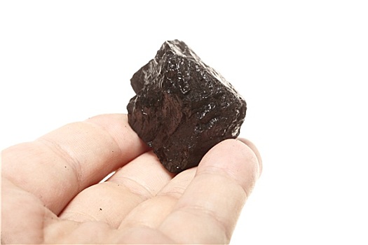 煤,块,碳,男性,手,隔绝