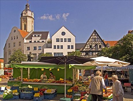 德国,耶拿,城市,大学,绿色,河,9世纪,市场,区域,葡萄种植,蔬菜,水果,销售,购物者