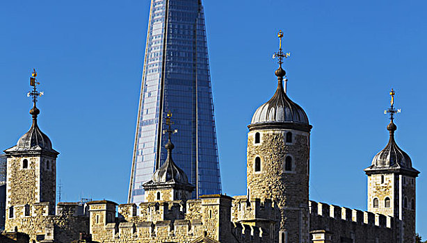 碎片,摩天大楼,风景,后面,伦敦塔,伦敦,英格兰