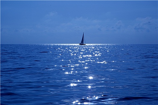 蓝色,帆船,航行,地中海