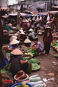 越南,湄公河三角洲,传统市场