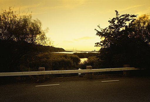 道路,河,背景,黎明