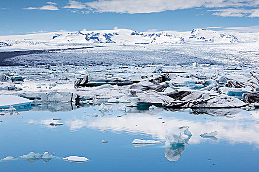结冰,湖,冰河,东方,冰岛,欧洲