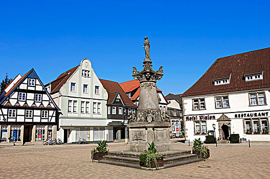 房子,酒店,纪念,雕塑,马尔克特广场,广场,中心,北莱茵-威斯特伐利亚,德国