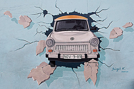 卫星牌汽车,测验,最好,柏林墙,艺术,柏林,德国,欧洲