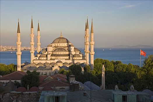 蓝色清真寺,藍色清真寺,远眺,博斯普鲁斯海峡,河,伊斯坦布尔,土耳其