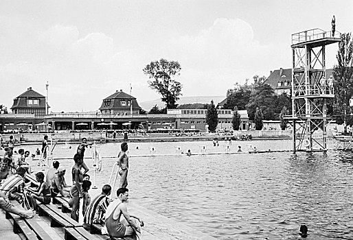 游泳池,20世纪30年代,精准,地点,未知,德国,欧洲