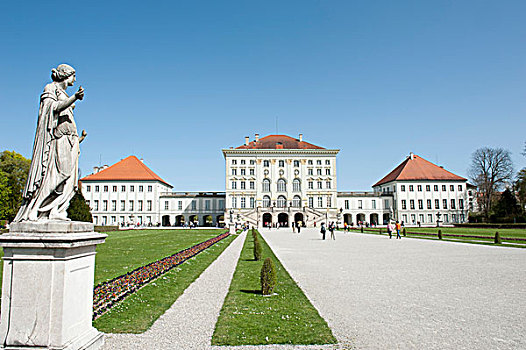 雕塑,公园,地面,城堡,宁芬堡,宫殿,夏天,住宅,朝代,慕尼黑,上巴伐利亚,德国,欧洲